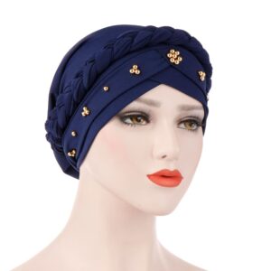 Milk silk beaded turban hat